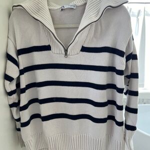 Stripe Zip Pullover Sweater - size m